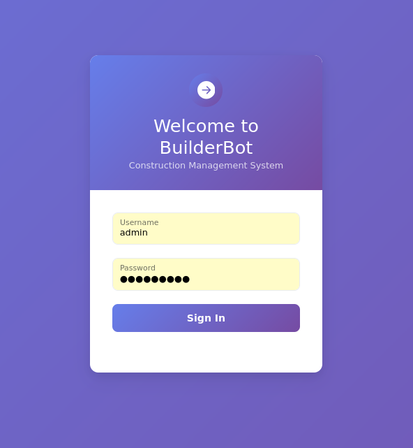 The login page